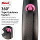 Flexi 360° Tape Guidance System, featuring a black tape and a pink button, highlights smooth tape extension without jamming.