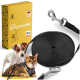 Schwarze 5m ausziehbare Leine für Haustiere, mit einer Verpackungsbox, die eine Katzenillustration zeigt, beschriftet mit "Mini Schleppleine."