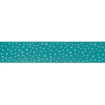 Teal-Futtermatte mit verstreuten hellgrauen Kieselmuster, entworfen, um Futterbereiche sauber zu halten.