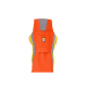 Helle orangefarbene Hundeweste mit reflektierenden grauen und gelben Akzenten, mit einem schwarzen "Ruffwear"-Logo auf dem Rücken.