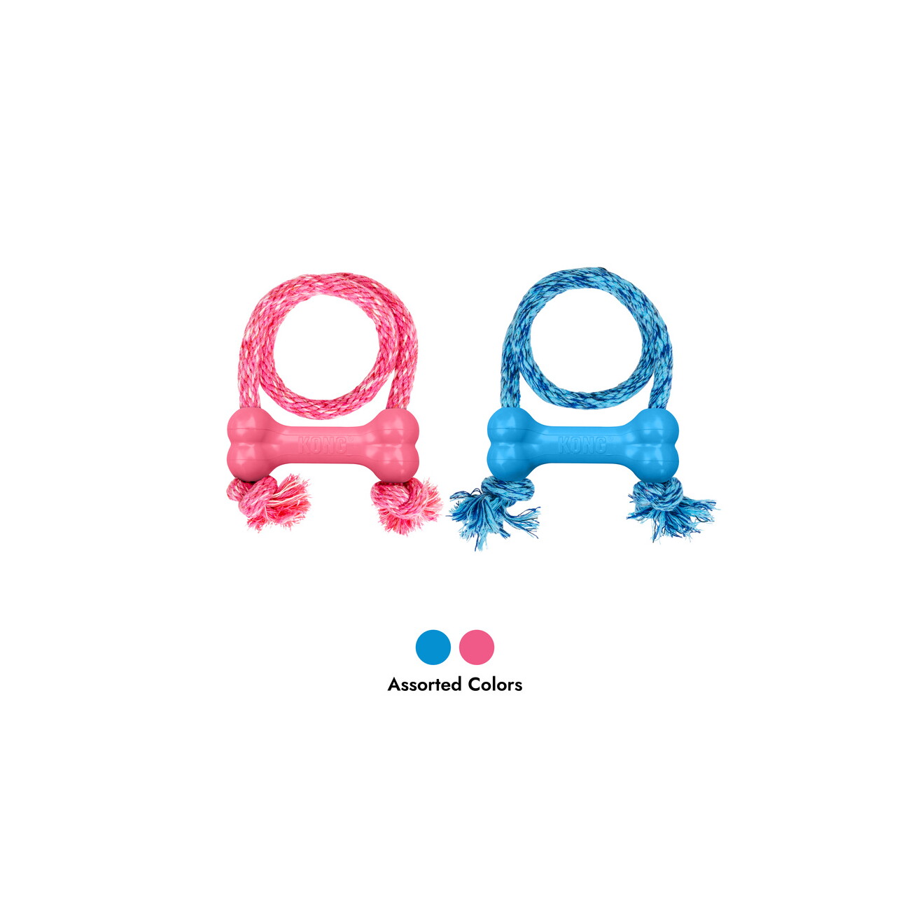 KONG Puppy Goodie Bone mit Seil XS blau/rosa