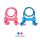 Zwei KONG-knochenförmige Seil-Hundespielzeuge (rosa und blau) mit Quasten; Marke 'KONG' auf den Knochen und der Schriftzug 'Assorted Colors' sichtbar.