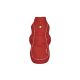 Rote Hundejacke mit weißem Piping, mit einem Logo-Patch und einer Tasche, entworfen für den Outdoor-Einsatz.