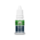 Weiße Flasche mit Augentropfen mit grünem Etikett, mit dem Text "Augenpflege Tropfen" und "Eye Care Drops."