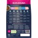 Eukanuba-Hundefutterbeutel mit Nährwertinformationen für Welpen, Erwachsene und Senioren, hebt Zutaten wie Lamm, Ballaststoffe und Kurkuma hervor.