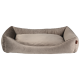 Weiches, plüschiges Haustierbett in neutralem Beige mit erhöhten Seiten für Komfort und Unterstützung.