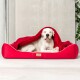 ® RUDOLPH - Orthopädisches Hundebett inkl. Schonbezug mit Hundedecke dunkelrot 1,3 m, 25 cm, 1 m