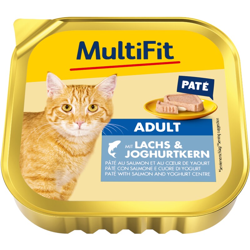 MultiFit natvoer kat volwassen, paté met zalm en yoghurtkern 16x100 g