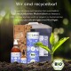Bild von verschiedenen umweltfreundlichen Verpackungen für BIO-Leinsamenölprodukte, mit einer Pflanze, und Text, der die Recyclingfähigkeit und Nachhaltigkeit hervorhebt.