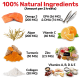 100% Natural Ingredients for pet treats including Omega 3, EPA & DHA, Algae, Vitamin C, Turmeric, Zinc, Collagen, and Vitamins A, B, D & E.