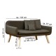 Braunes Haustiersofa mit Holzbeinen, Abmessungen beschriftet: 103 cm breit, 50 cm hoch, 57 cm tief und 20 cm Beinhöhe.