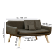 Braunes Haustiersofa mit Holzbeinen, Abmessungen beschriftet: 103 cm breit, 50 cm hoch, 57 cm tief und 20 cm Beinhöhe.