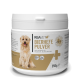 Behälter von REAVET Bierhefe Pulver, ein natürliches Hefepulver für Haustiere, angereichert mit den Vitaminen B1, B2, B6, B9 und B12.