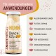 Flasche SmoothieCat Hähnchensnack für Katzen mit Anwendungstipps auf Deutsch, einschließlich kalorienarmer Snack und Medikamentenhilfe.