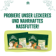 Grün verpacktes James Wellbeloved getreidefreies Nassfutter für erwachsene Katzen in Gelee und Sauce mit Bildern von zwei Katzen.