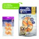 Zwei Hundekau-Snack-Pakete: links mit pinkem Hintergrund und Hundebild, rechts mit blauem Hintergrund und Golden Retriever, beide beschriftet mit "PREMIERE."