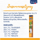 Vitakraft Beef Stick Verpackung mit einem Hund, mit Zutatenangaben: 91,5% Fleisch, 3,4% Gemüse und Nährwertinformationen.