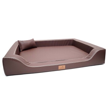 ® Orthopädisches LUXUS-Hundebett MELODY LATEX Anti-Haar Kunstleder braun 85 cm, 22 cm, 60 cm