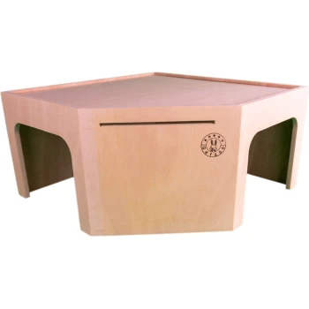 Holz-Futterstation für Haustiere mit glatter Oberfläche und ausgeschnittenen Seiten, mit einem "Getzoo"-Logo mit einem Hasendesign.