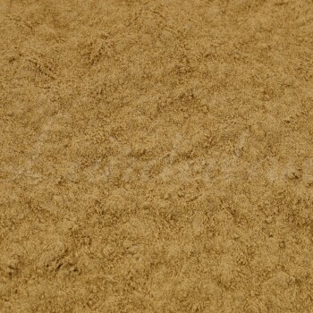 Eine Nahaufnahme eines weichen, strukturierten, goldbraunen Stoffes, der an plüschige Haustierbettwäsche oder eine Haustierdecke erinnert.