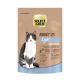Een zak Select Gold Volwassen Licht kattenvoer met een grijs en witte kat, ontworpen voor katten die vatbaar zijn voor overgewicht.
