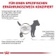 Bild eines Hundes mit dem Text: "Für spezifische Ernährungsbedürfnisse," der sich mit Verdauungsproblemen bei kleinen Hunden befasst.