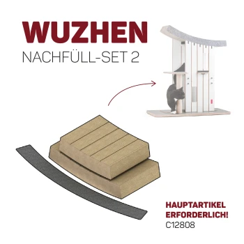 WUZHEN Nachfüll-Set 2 für Katzenmöbel, mit zwei Ersatzpolstern und einem gebogenen Kratzer, mit dem Text "HAUPTARTIKEL ERFORDERLICH!"