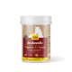 Behälter von deukavallo Vitamin E+Selen für Pferde, mit einer Pferdesilhouette und Text auf Deutsch über die Unterstützung des Muskelstoffwechsels.