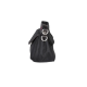 Schwarze Haustiertrage mit strukturiertem Design, mit einem oberen Griff und Metallringen für einen sicheren Verschluss.