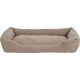A plush, beige pet bed with raised sides and a soft, cushioned interior, ideal for dogs or cats to rest comfortably.