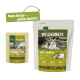 Zwei Tüten "Real Nature Wilderness" Senior Hundefutter, mit einem Wolf, Fleischgehalt und einem grünen Banner mit der Aufschrift "Neues Design - gleiche Qualität!"