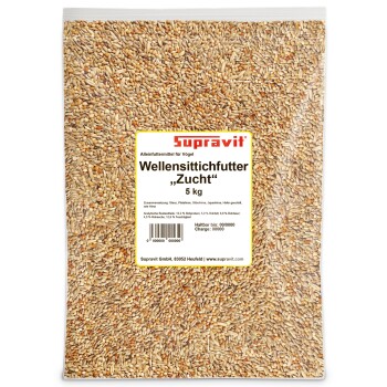 Gemischte Vogelfuttersaatmischung mit verschiedenen kleinen Samen in Beige-, Braun- und Orangetönen.