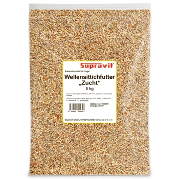 Gemischte Vogelfuttersaatmischung mit verschiedenen kleinen Samen in Beige-, Braun- und Orangetönen.