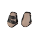 Zwei Pferdebeinschützer in Beige und Schwarz, mit einem schlanken Design und verstellbaren Riemen für einen sicheren Sitz.