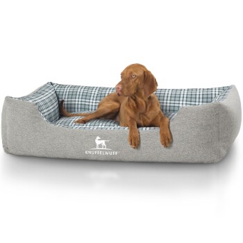 Hundebett Lennard aus Velours mit Karomuster grau/ grün XXL