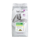Eine Tüte "Mash Pro" Pferdefutter von der Marke feed&care, mit einer grauen Pferdesilhouette, Nährwertinformationen und einem grünen Etikett.