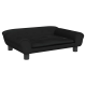 Schwarzes Haustiersofa mit abgerundeten Kanten, Knopfdetails und kurzen Beinen, entworfen für kleine bis mittelgroße Haustiere.