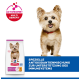 Hill's Science Plan Hundefutterbeutel mit kleinem Terrier, ActivBiome+-Abzeichen; deutscher Text über immununterstützende Antioxidantien.
