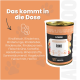 Dosenfutter für Haustiere mit der Aufschrift 'Rinderschmaus Kartoffel & Heidelbeere', das 67 % Rindfleisch, keine Körner, mit Kartoffeln und Heidelbeeren von Alphazoo enthält.