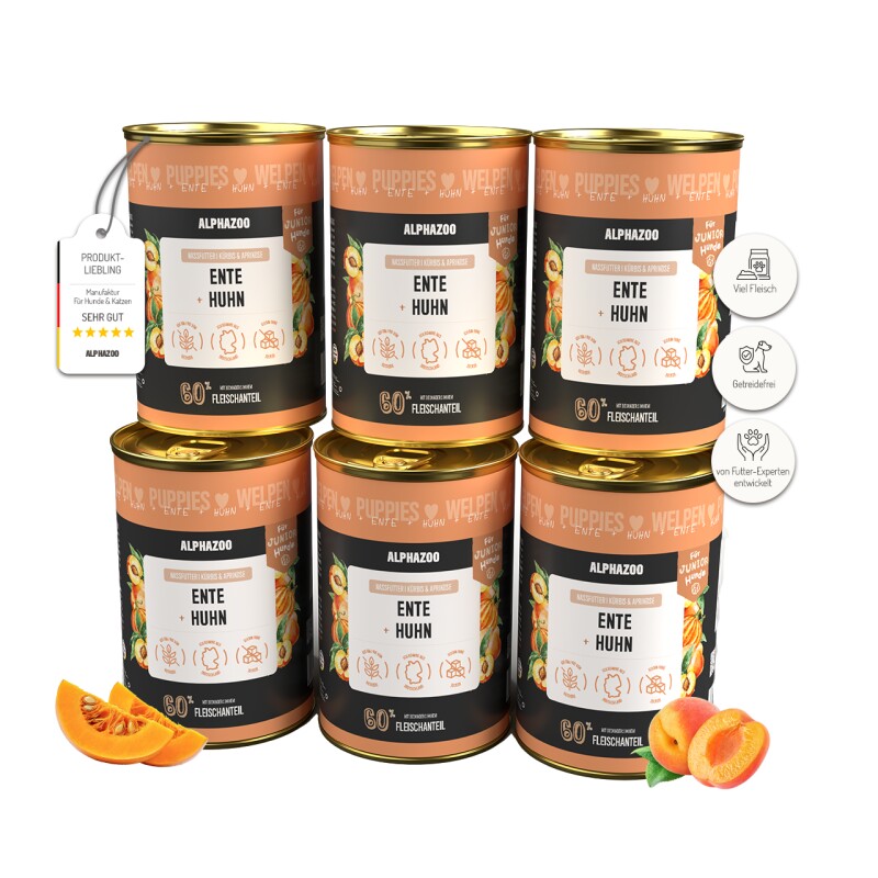 ALPHAZOO Nassfutter Ente + Huhn 6 x 400g für Hunde
