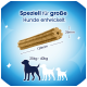 Kauknochen für große Hunde, 130 mm x 26 mm, geeignet für Hunde von 25 kg bis 40 kg, mit deutschem Text.