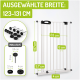 Haustiersicherheitsgitter mit verstellbarer Breite (123-131 cm), Höhe (107 cm) und detaillierten Maßen für die Installation.