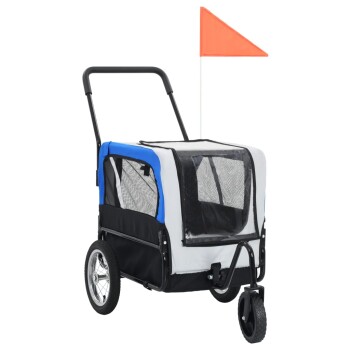 VidaXL 2-in-1 Fahrradanhänger und Buggy für Hunde grau