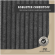 Grauer, gerippter Cordstoff mit Etikett 'ROBUSTER CORDSTOFF', Badge '35.000 Scheuertouren' und ROHRSCHNEIDER-Logo.