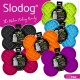 Slodog bunte Slow-Feeder-Teller für Hunde in Knochenform, beschriftet mit „Slow Feeder Plate“ von LickiMat, geeignet für verschiedene Futtersorten.