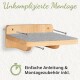 Wandmontiertes Holz-Katzenregal mit grauem Teppich, Schrauben inklusive und einfache Montageanleitung in deutschem Text
