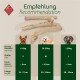 Diagramm zeigt Hundekaugrößen: S für <10kg, M für 10-20kg, L für >20kg, mit Größen und Abmessungen aufgelistet.