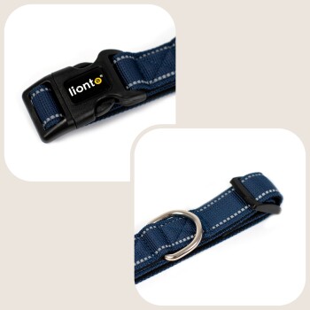 Famblanetia Hundehalsband Blau - Safe-Larynx-System, 5mm Fettleder, Größe S