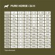Guide d'alimentation pour la nourriture pour chiens "Pure Horse", détaillant les quantités quotidiennes (en grammes) en fonction du poids et des catégories d'âge du chien.