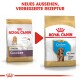 Bild von zwei Royal Canin Hundefutterbeuteln nebeneinander, beschriftet mit 'Junior Cocker' und 'Puppy Cocker', mit dem Text 'NEUES AUSSEHEN, VERBESSERTE REZEPTUR.'